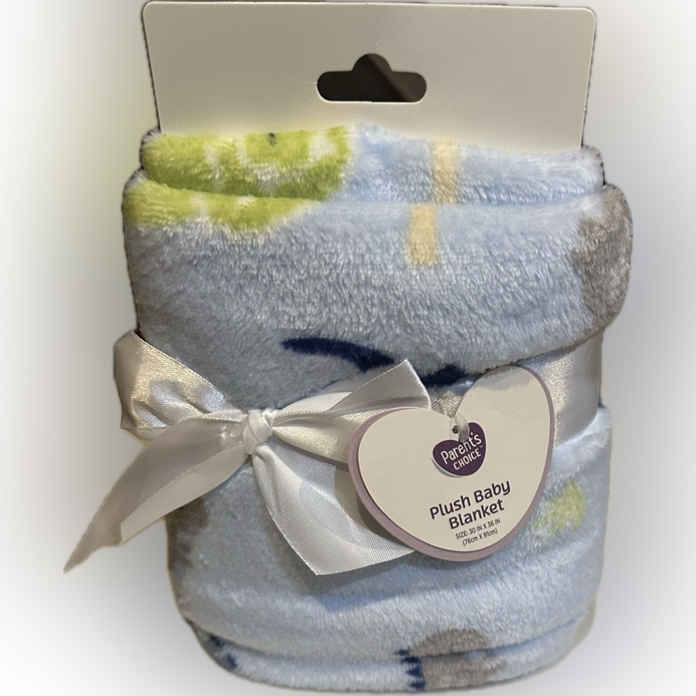 PARENTS CHOICE SOFT PLUSH DINOSAUR FLEECE BLUE BABY BLANKET SHOWER SPRINKLE GIFT